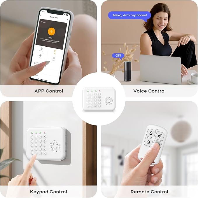 2026 Home Security System,13 Piece No Monthly Fees with Phone & Remote Control WiFi+4G Alarm System Kit,Instant App Alerts and Compatible with Alexa,Door/Window Sensors,SOS Button,for Smart Life