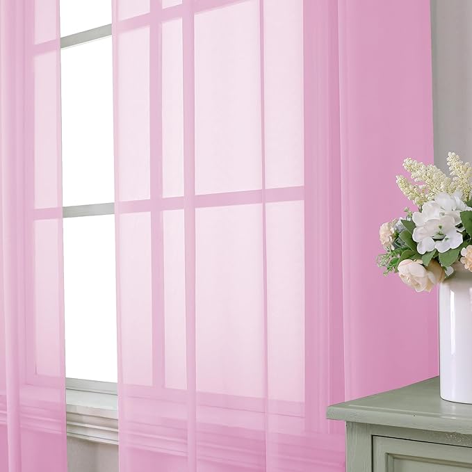 Aiyufeng Pink Short Curtains Sheer Bathroom
