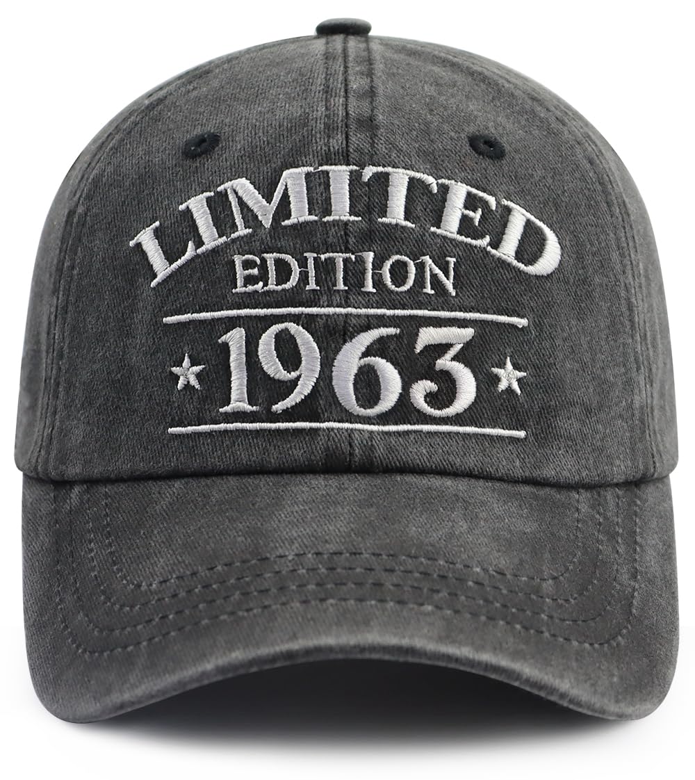 62th Birthday Gifts for Men Women, 62th Birthday Decorations Hats, Limited Edition 1963 62 Year Old Baseball Cap, Retirement Gifts for Grandpa Grandma Black