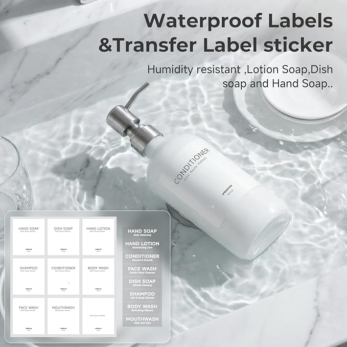White Glass Soap Dispenser Set for Kitchen, Hand and Dish Soap Dispenser with Stainless Steel Pump & Resin Tray, Perfect for Kitchen,Hotel Rental-Modern Sink Decor for Kitchen & Bath