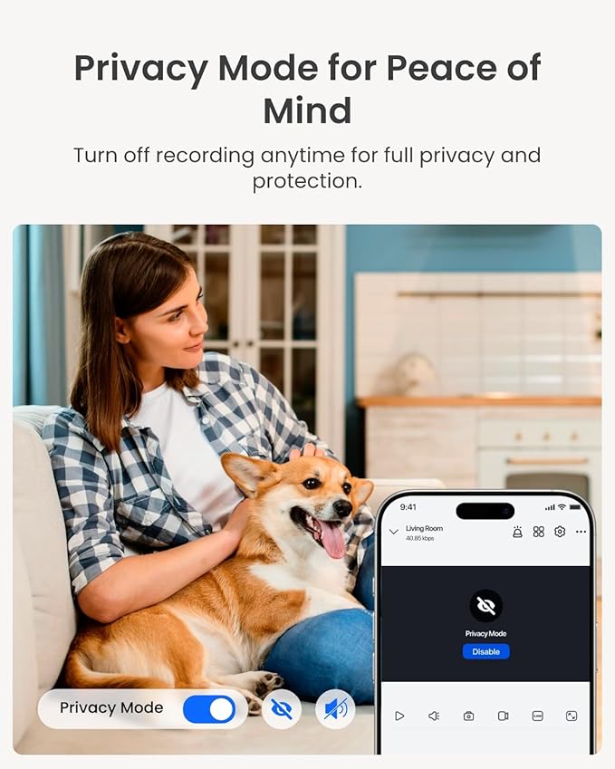 REOLINK Home Security Camera System, 4MP HD Plug-in Indoor WiFi 6 Pan Tilt Pet Camera, Baby Monitor, Night Vision, 2 Way Talk, Smart Human/Pet Detection, Local microSD Card Storage, E1(2 Pack)