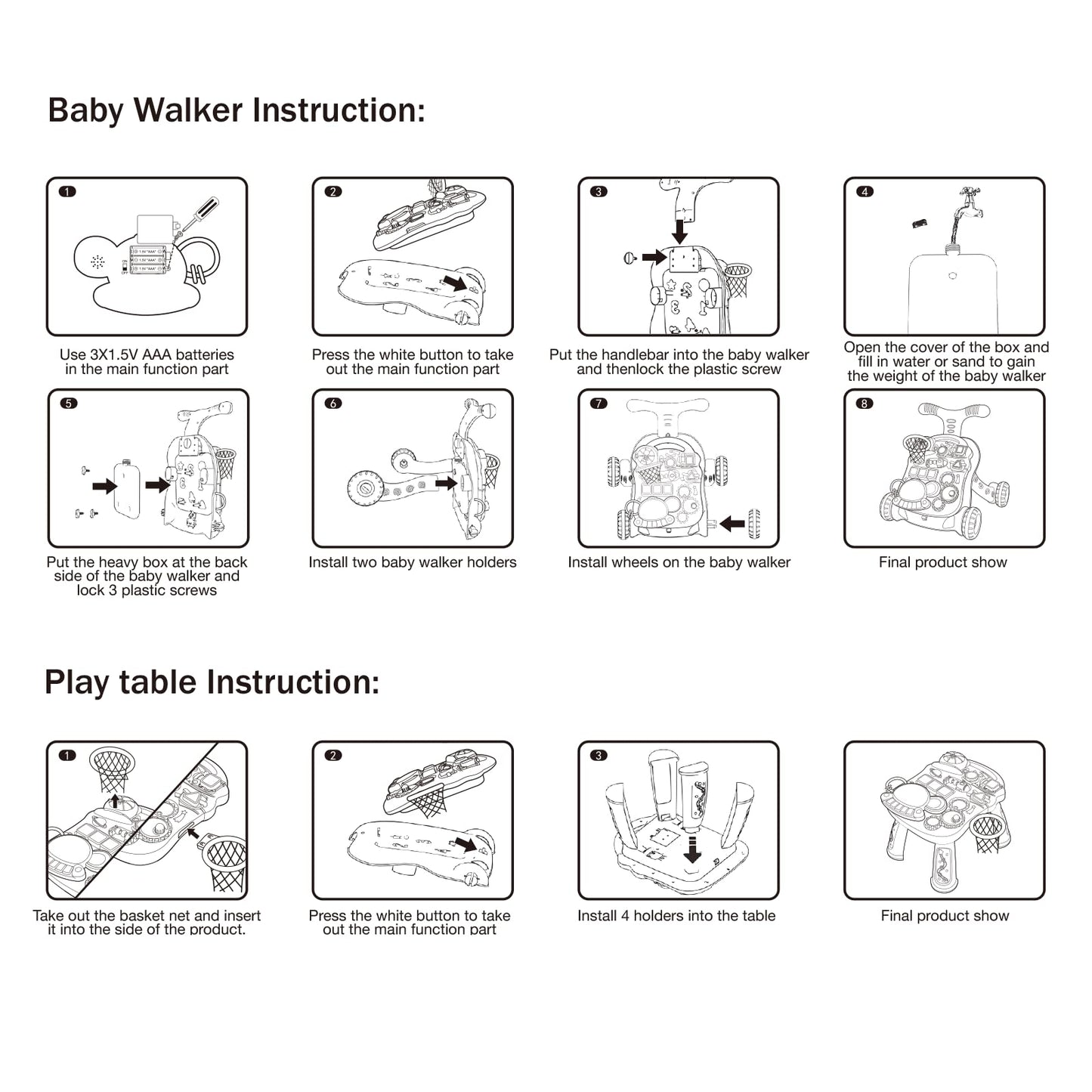 QDRAGON 3 in 1 Baby Walker and Activity Center for Girl, Learning to Walk, Sit to Stand, Early Educational Push Toys with Music Panel for Infant Toddler 12+ Months Pink
