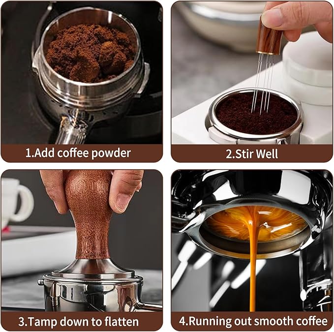 Gmnuiy51mm Coffee Tamper Set 24PCS, Espresso Accessories Kit Barista Kit,316stainlesss Tamper & WDT Tool,316stainlesss Frothing Pitcher, Stirrer, Tamper Mat, Latte Art Pen Coffee puck screen