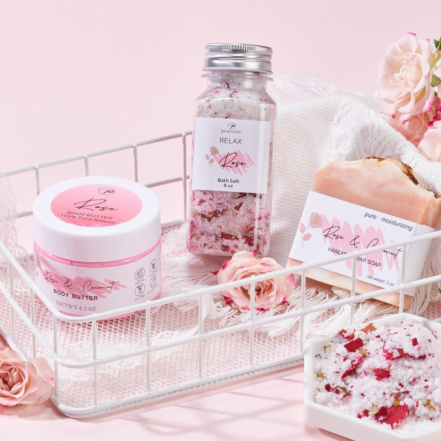 Peacoeye Spa Gifts for Women Bath Gift Baskets Relaxing Spa Self Care Gift for Mom Her Sister Wife Auntie Home Bath Care Package Thank You Gift Birthday Gift for Women Friendship Ideas