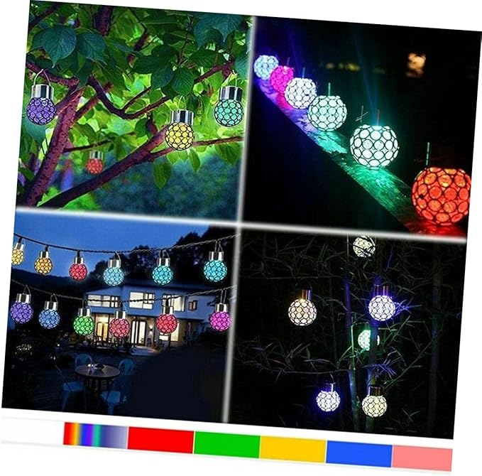 Mipcase 5pcs Solar Powered Lanterns Outdoor Decorative Hanging Lights Hanging Lamp Led Solar Garden Light Amorphous Silicon Panel