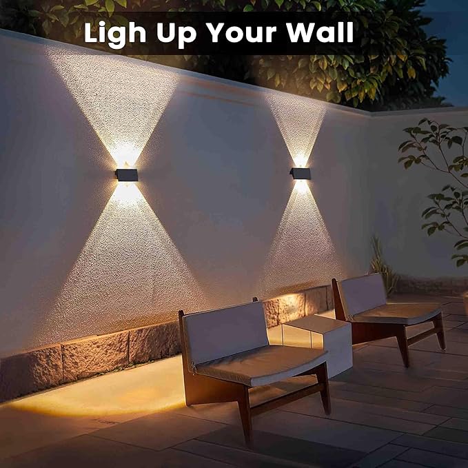 Fence Lights Solar Powered, 12-Pack Solar Fence Lights Up/Down Flexible Buttons, IP67 Waterproof for Outdoor, 100LM Bright, Auto Dusk to Dawn for Wall/Stairs/Yard/Railing/Deck/Pathway (Warm White)