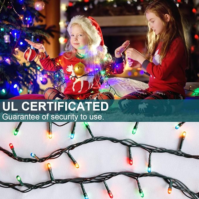 Decute 800LED 272ft Christmas String Lights UL Certified 8 Modes, Waterproof Outdoor Indoor Twinkle Starry Light for Christmas Tree Patio Garden Party Decor, Multicolor