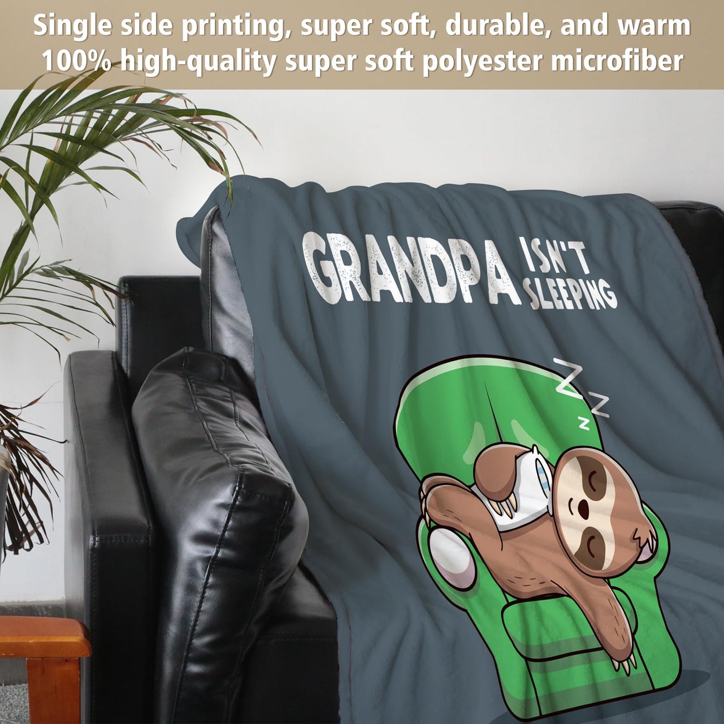 Funny Grandpa Gifts, Birthday Gifts for Grandpas, Grandpa is Not Sleeping Blanket, Funny Gift Blanket for Grandpas Grandfather from Grandkids 60" x 50"