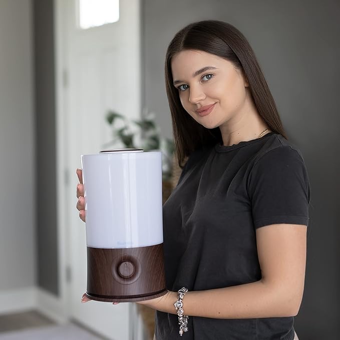 BlueHills Premium Large 4000 ML, 2000 ML, and 3000 ML XL Essential Oil Diffusers Humidifier Combo Set of 3 for Large Room Home with Décor LED Lights Great Gift –Dark Wood Grain and White Diffuser.