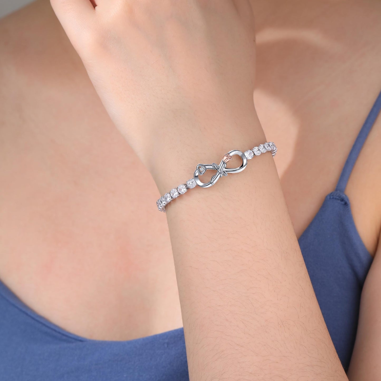 Btysun Graduation Gifts for Girlfriend Infinity Bracelets for Women Teens Girlfriend Gift I Love You Gifts for Her Rose Adjustable Simple Anniversary Wedding Birthday Gift for Gf Jewelry