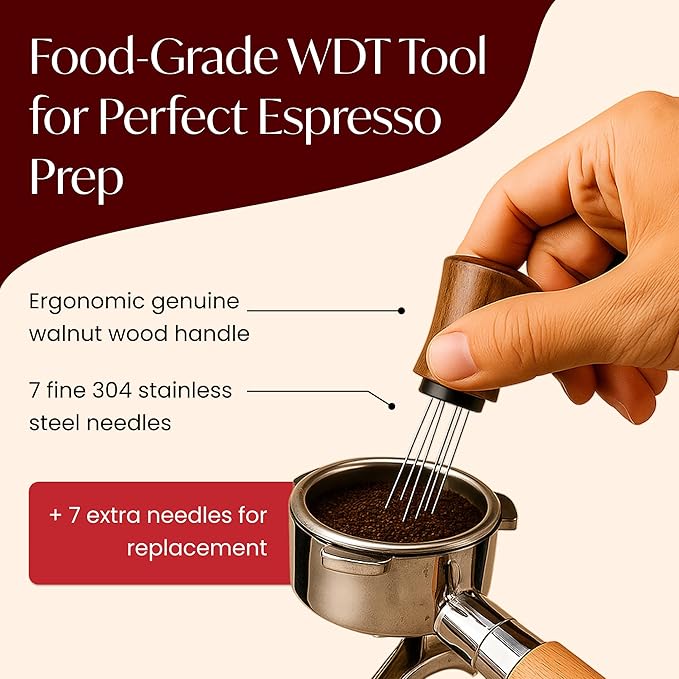 Espresso Accessories Kit for 54mm Portafilter – Premium Matching Barista Tools Set with Durable Aluminum and Real Walnut Wood – Espresso Tamper, WDT Tool and Magnetic Dosing Funnel – Black & Walnut