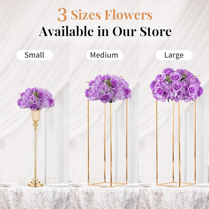 NUPTIO Flower Balls for Centerpieces Wedding: 2 Pcs 14.2 inch Diameter Artificial Flower Ball Arrangement Bouquet Centerpiece for Tables - Light Purple Fake Rose Flowers for Wedding Decor