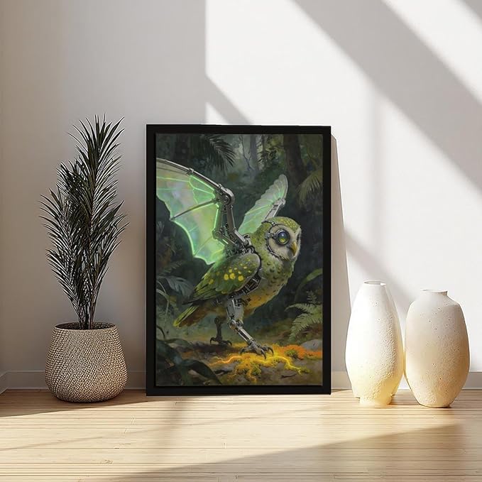 Framed Cyber Fantasy Wall Art for Living Room And Home Office Modern Sci Fi Nature Inspired Decor 20x30in