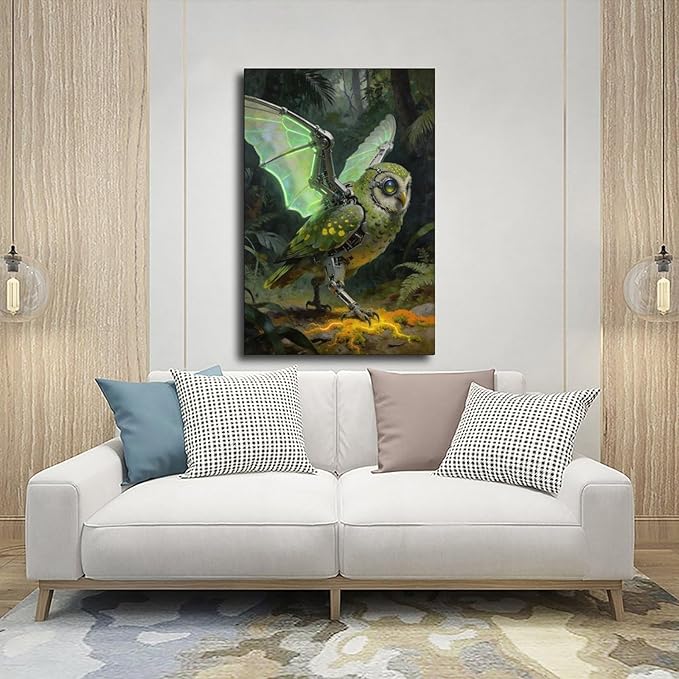 Framed Cyber Fantasy Wall Art for Living Room And Home Office Modern Sci Fi Nature Inspired Decor 08x12inch(20x30cm)