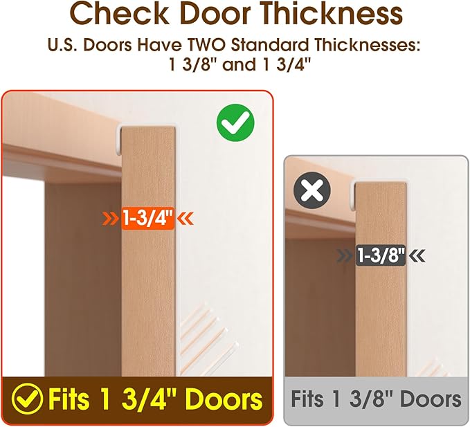 Over The Door Hooks Hanger with 7" Arms for Hanging Heavy Coats, Towel, J7U, Perfectly Fits US Standard 1 3/4-inch Doors, Towel Rack Bathroom Organizer Holder, Rustproof, White