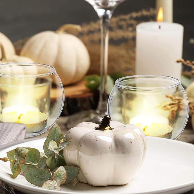 Uiifan 36 Pcs Clear Votive Candle Holder Bulk Glass Tea Lights Round for Wedding 1.97'' x 2.17'' Candle Jars Holder for Wedding Table Centerpiece Party Birthday Home Decoration