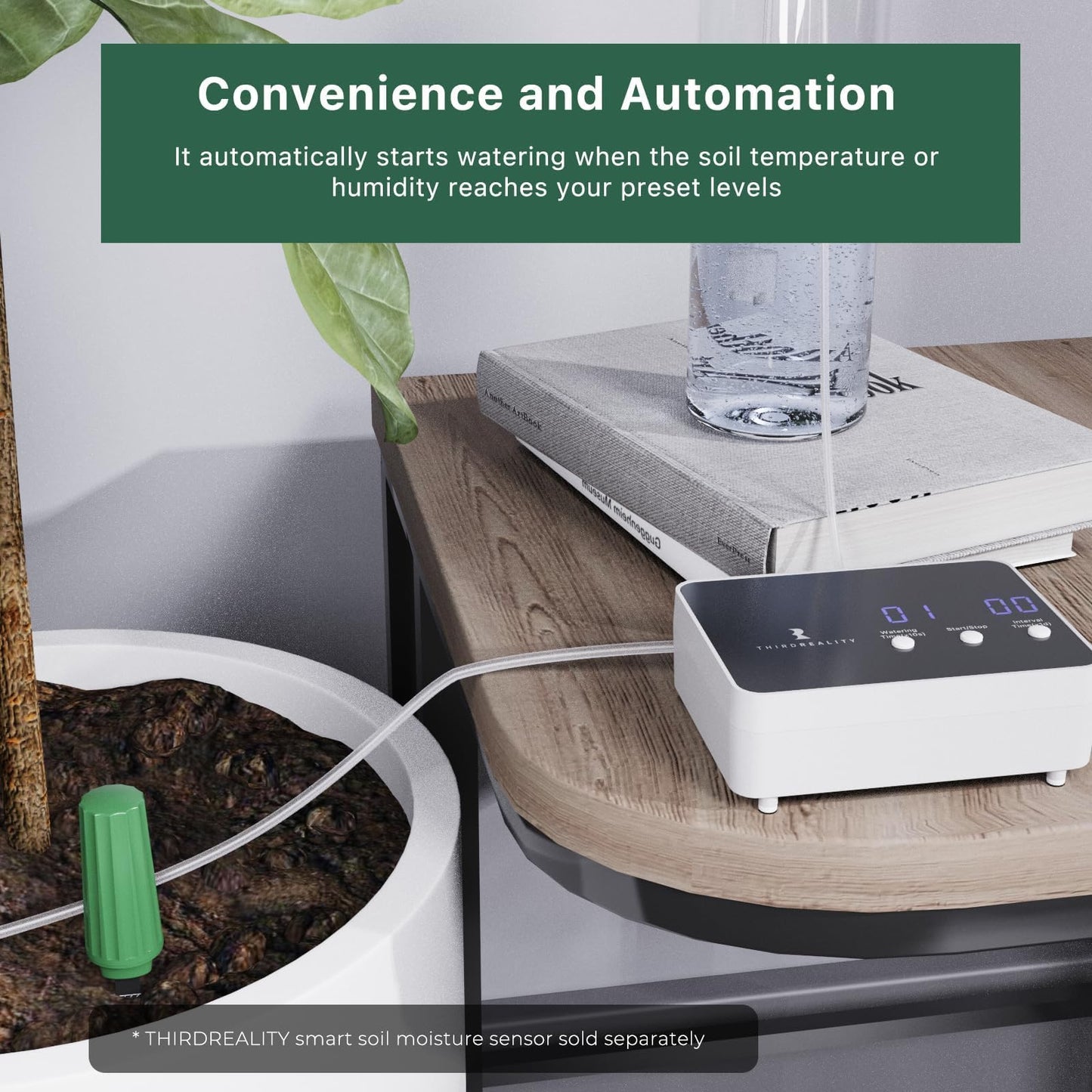 THIRDREALITY Zigbee Smart Watering Kit for Potted Plants, Indoor Plant Watering System, Hub Required, Compatible with Echo Devices with Zigbee Hub Built-in, Home Assistant, SmartThings, Hubitat, Homey