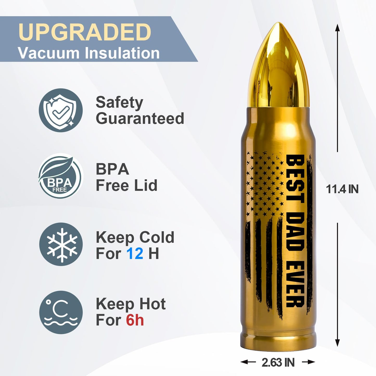 Gifts for Dad from Daughter Wife 17oz Stainless Steel Bullet Tumbler, Coffee Mug Birthday Gifts for Men Grandpa on Christmas Anniversary Valentines Fathers Day Stocking Stuffers for Men