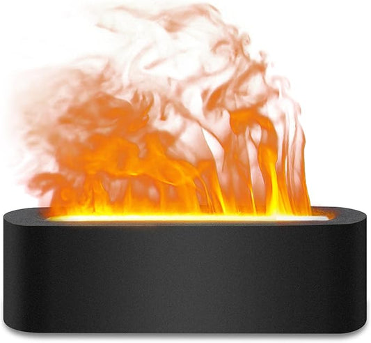 Essential Oil Diffuser, 180ml Flame Air Diffuser Humidifier, Ultrasonic Fireplace Aromatherapy Diffuser with 7-Color LED Light, 3 Timer, Auto-Off for Bedroom Home Room Decor & Gift
