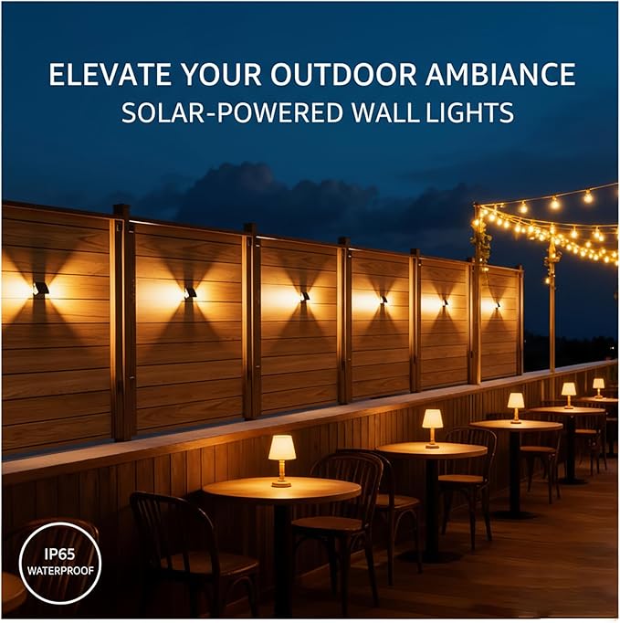 6 Pack Motion Sensor Solar Step Lights, IP67 Waterproof Outdoor Stair Light, 3 Color Temp & Double-Sided Lighting,Outside Decor Light for Deck,Porch,Railing,Fence,Walkway, Yard,Wall,Patio
