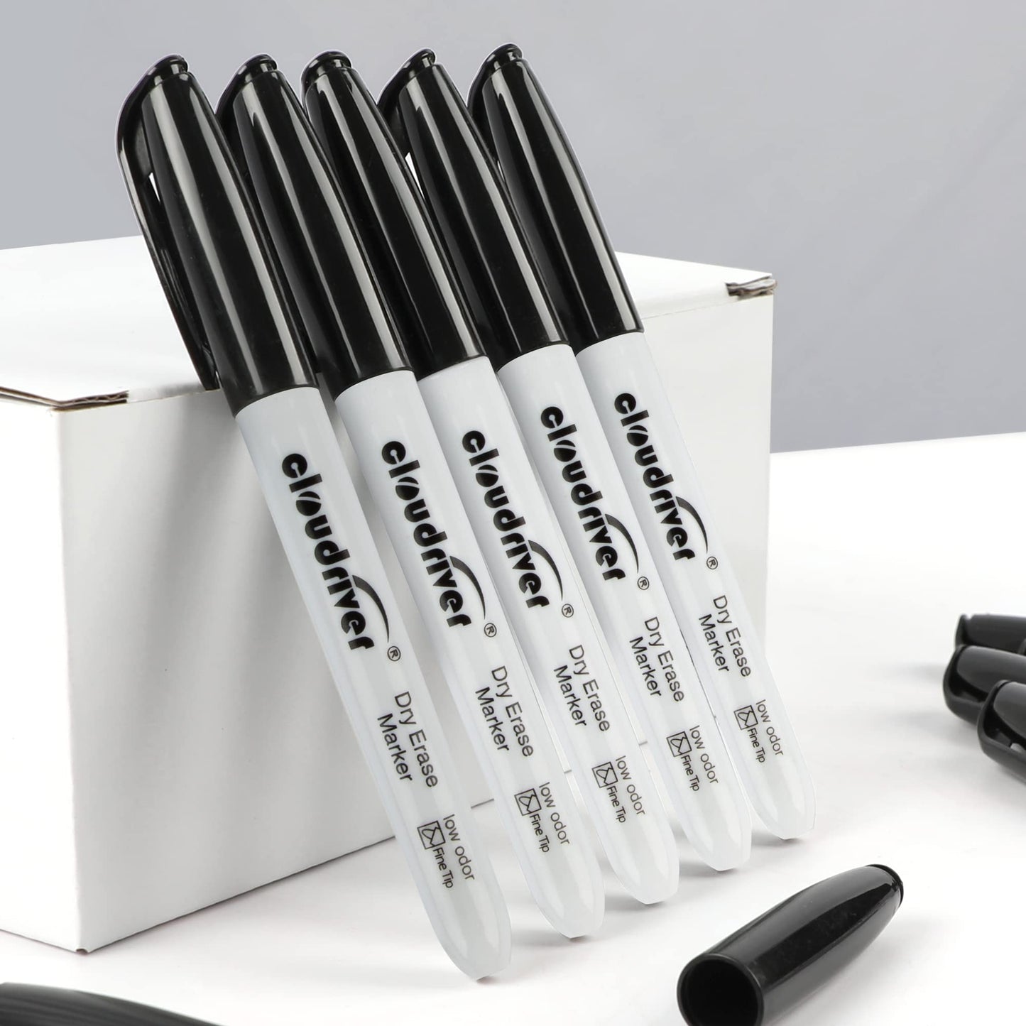 cloudriver Dry Erase Markers 128 Pack, Black Whiteboard Markers, Fine Tip, Low Odor, Bulk Dry Erase Marker For Office, home and School Supplies