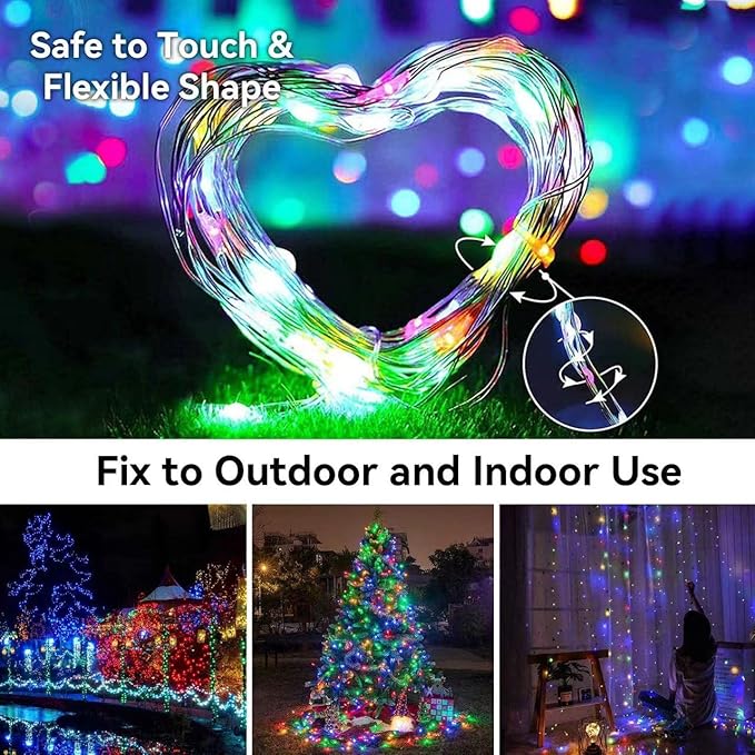 Fairy String Lights with Timer 33Ft 2pc 100 LED Battery Operated Fairy Lights Outdoor Waterproof for Wedding Home Parties Christmas Holiday Decoration