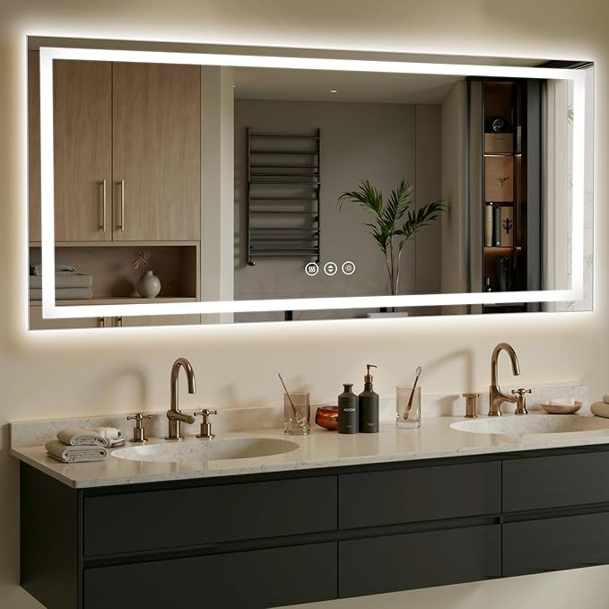 72X30 LED Bathroom Mirror with Lights, Anti-Fog, Dimmable - Lighted Bathroom Vanity Mirror with Front & Back Light, 3 Color Temperatures, Memory Function, Tempered Glass (Horizontal/Vertical)