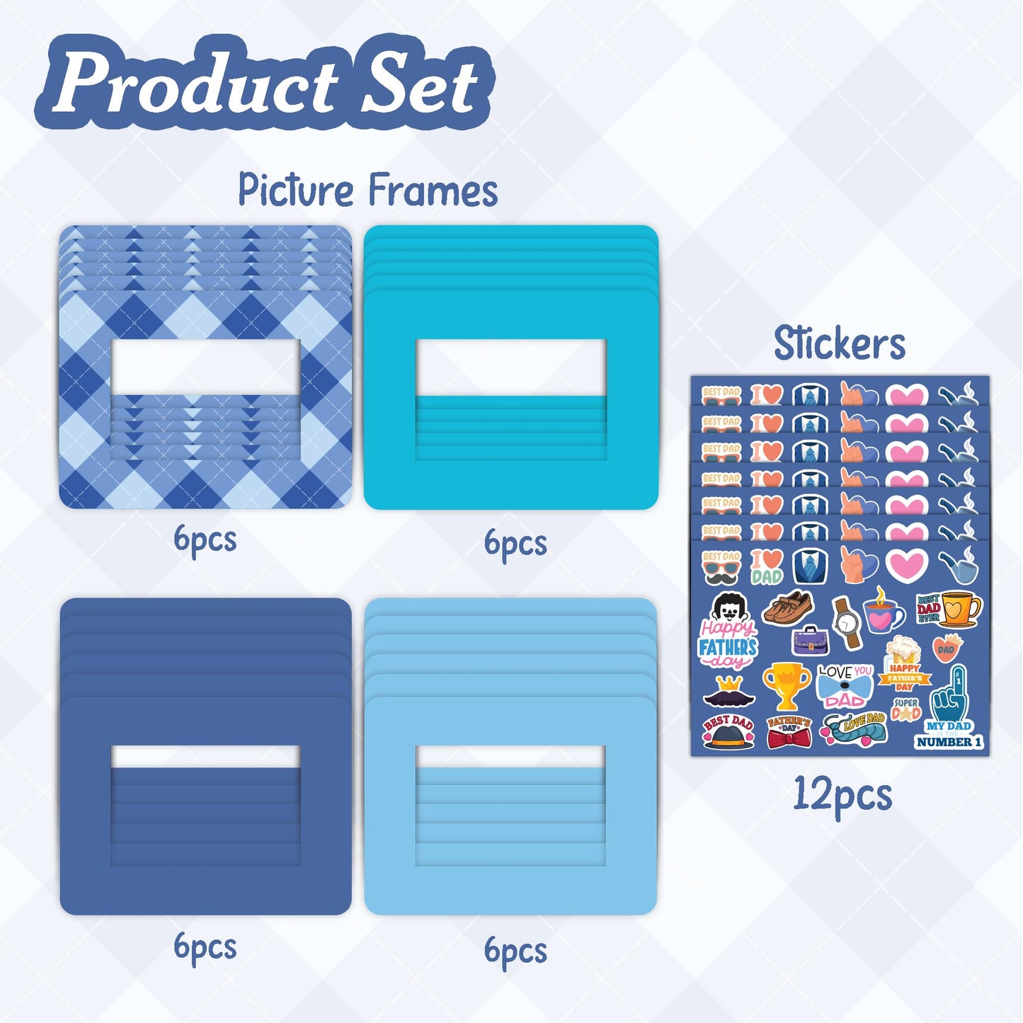 Set 24 Frames Fathers Day Crafts for Classroom with 264 Stickers, Easy DIY Project Fathers Day Gifts Bulk, Manualidades para El Dia Del Padre, DIY Ideas for Dad Kit (Paper Frame, Fit 2.6x4" Photo)"