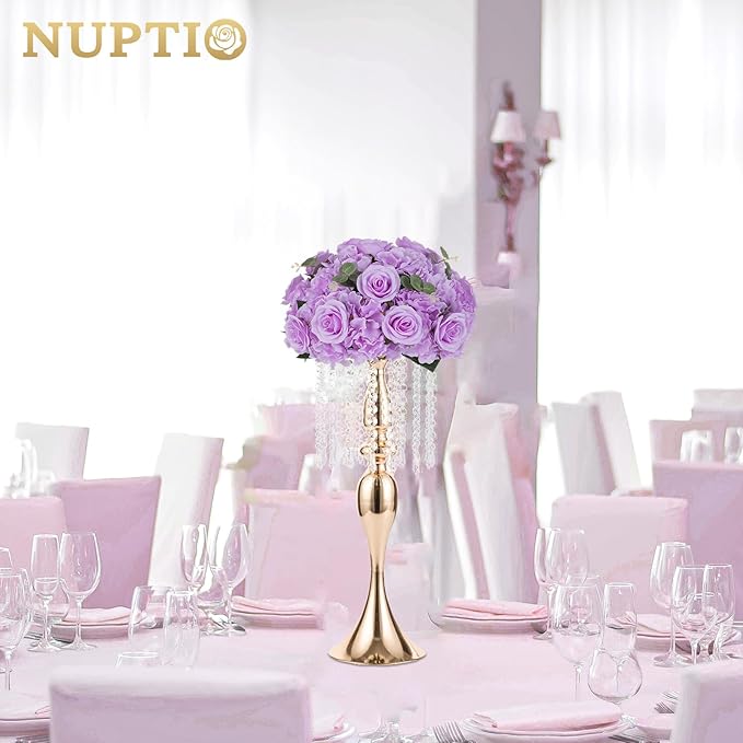 NUPTIO Flower Balls Flowers for Centerpieces: 10 Pcs 15.7 inch Diam Light Purple Artificial Rose Fake Flower Ball Arrangement Bouquet Wedding Centerpieces for Tables Wedding Centerpiece Decorations