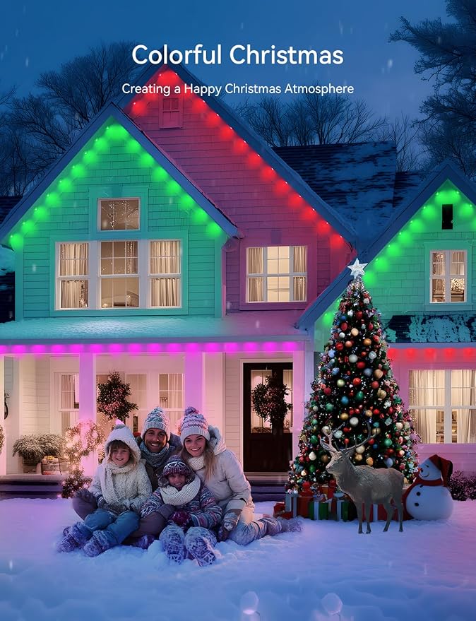 100FT Permanent Outdoor Lights for House -Eaves Lights with 50 IC+RGBCW LED IP67 Waterproof, Smart Outside LED Christmas Light with App/Remote, Eternity Lighting for Holiday/Daily