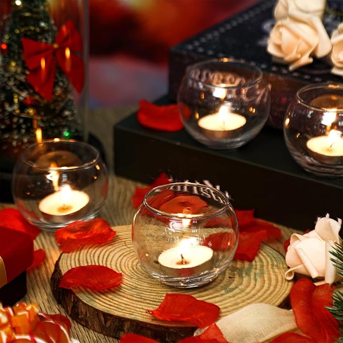 Uiifan 36 Pcs Clear Votive Candle Holder Bulk Glass Tea Lights Round for Wedding 1.97'' x 2.17'' Candle Jars Holder for Wedding Table Centerpiece Party Birthday Home Decoration
