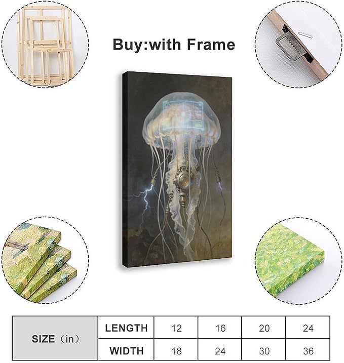 Framed Fantasy Wall Art for Living Room TV Wall Futuristic Tech Inspired Home Decor 08x12inch(20x30cm)