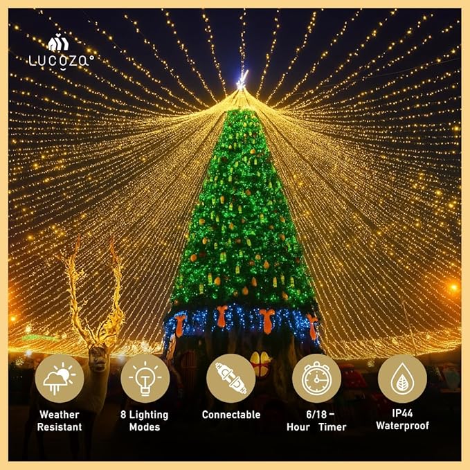 98 FT 300 LED Outdoor Fairy Lights Plug in Connectable Clear Wire with Remote Control, Waterproof String Lights with Timer Twinkle Lights for Bedroom Garden Party Wedding Christmas, Warm White