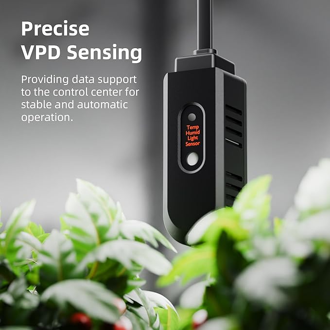 Spider Farmer GGS AC5 Power Strip Kits, 5 AC APP-Based Controls Outlets, 3 in 1 Soil Sensor, Temp Humid Light Sensor, for Indoor Grow Tent and Room