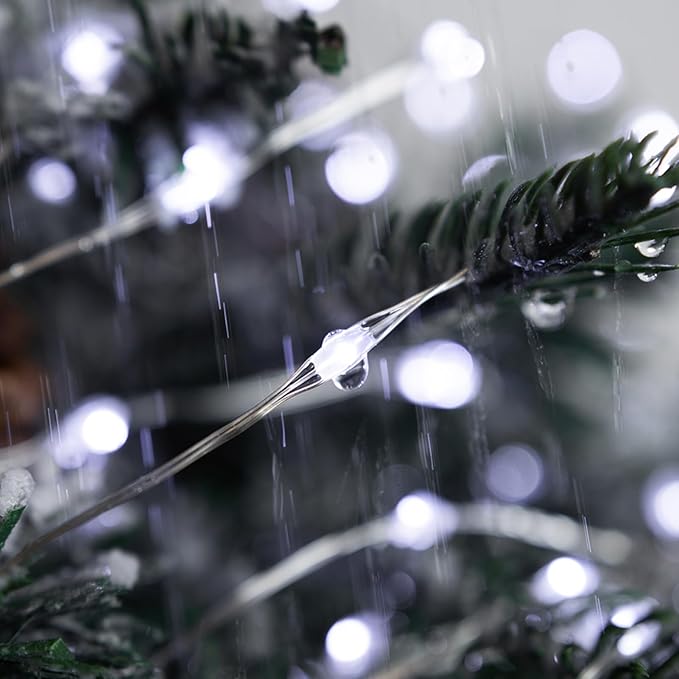 Fairy Lights Plug in,100FT 600 LEDs Waterproof Led String Lights,8 Modes Remote Twinkle Light for Bedroom Window Weddings Christmas Holiday Decoration,Silver Wire,2 Inch Led Space,Cool White
