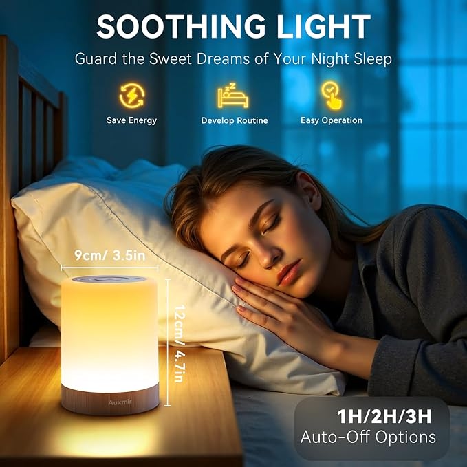Night Light for Kids Baby, Dimmable Touch Lamp for Nursery, 11 RGB Colors 5 Brightness, Portable Rechargeable Bedside Table Lamp for Nightstand, Kids Night Light for Bedroom Living Room, Dark Brown
