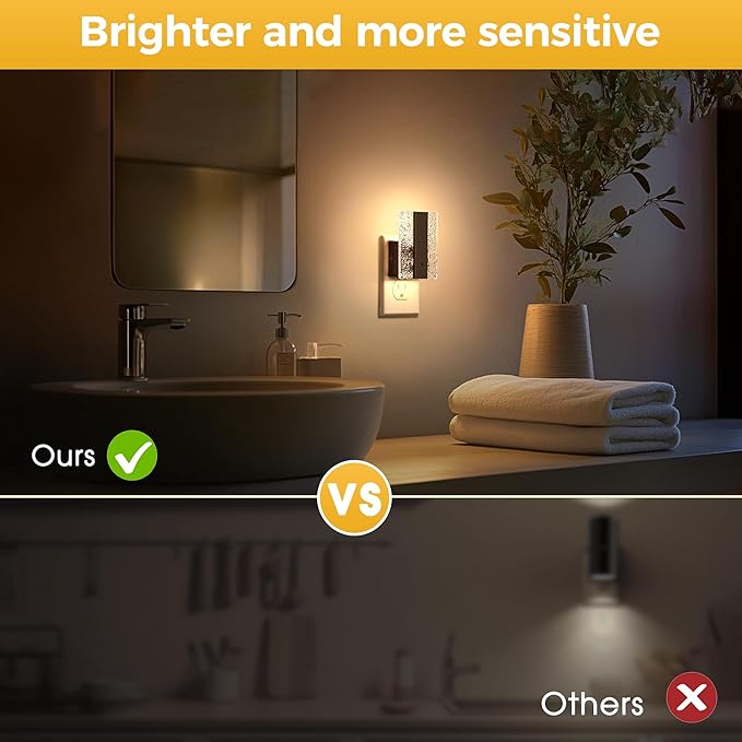 L LOHAS LED Night Light Plug into Wall, 0-100LM Dimmable Night Light with Dusk to Dawn Sensor, Decorative Plug in Night Lights for Bathroom, Hallway, Bedroom, Stairway, 1 Pack