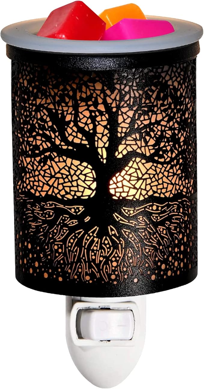 ASAWASA Metal Plug-in Wax Warmer with 1 pics Silicone Liner, Electric Wax Burner Melter Fragrance Warmer Night lamp,for Home Bedroom Kitchen Garage Gifts Décor Aromatherapy Spa (Banyan)
