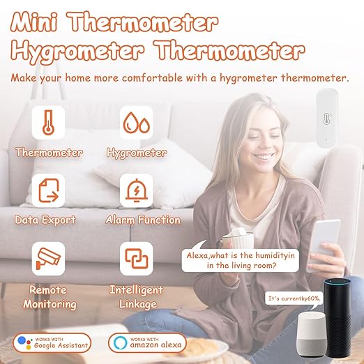 WiFi Hygrometer Thermometer Sensor, Indoor Outdoor Wireless Temperature Humidity Sensor, with Remote Monitor and Alert Compatible with Alexa(4 Pack)