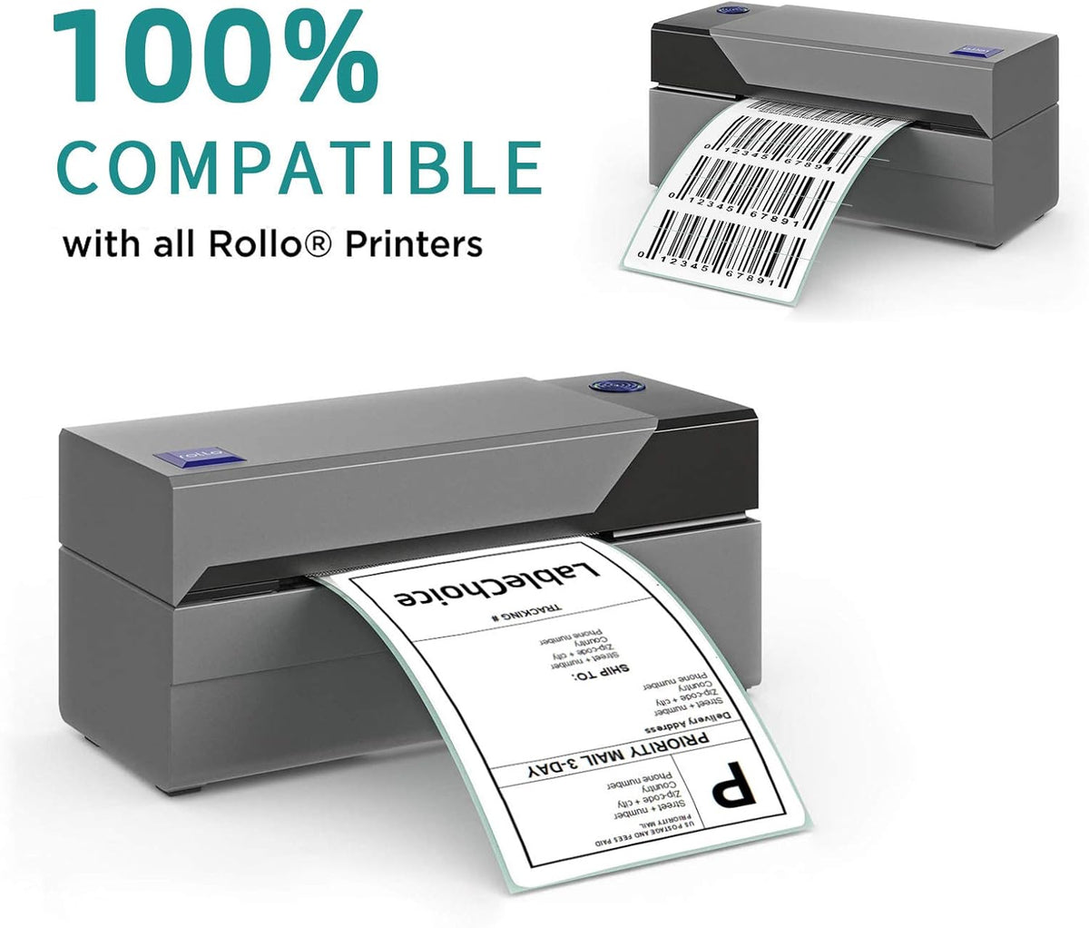 3-Proof 2"x1" Direct Thermal Barcode Labels Rolls for Zebra LP2824 ZD411 ZD410 ZD421 ZD420 GK420D, 12 Rolls 15600 Pcs Waterproof Return Address Label Used with Rollo MUNBYN Desktop Printer