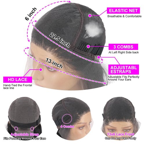 Profairsor 24 Inch Lace Front Wigs Human Hair Straight 13x6 Frontal Human Hair Lace Front Wigs Pre Plucked Glueless HD Transparent Lace Front Wigs 13x6 Wigs for Black Women Straight Wigs