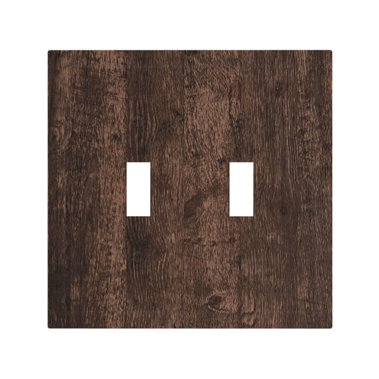 Dark Wood Brown Wood Plank Rustic Vintage Distressed Texture Decorative Switch Plates 2 Gang Double Toggle Outlet Light Switch Cover Wall Plate Electrical Faceplate for Farmhouse Home Decor