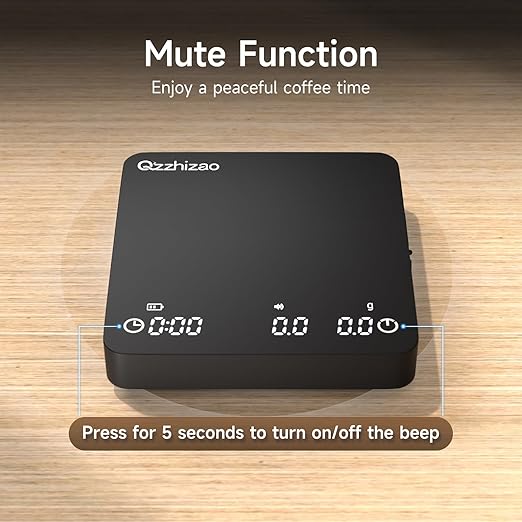 Digital Coffee Scale, 2kg/0.1g High Precision Mini Espresso Coffee Scale with Timer, Rechargeable, for Espresso and Pour-Over Coffee