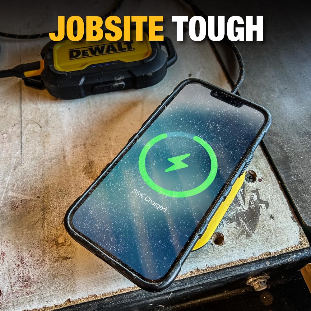 DEWALT Heavy Duty Wireless Charger, 10W Max Fast Wireless Charging Pad Compatible with iPhone 17/16/15/14/13/12/11/X/8 Pro Max Plus Samsung Galaxy S22/S21 AirPods (Type C Cable/AC Adapter Included)