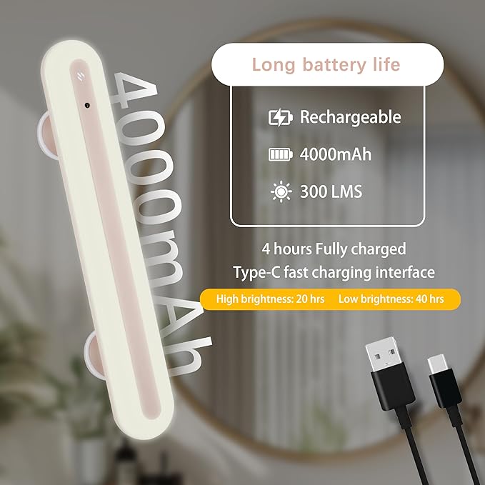 15" Vanity Lights for Mirror, Rechargeable Battery Operated Mirror Lights with Remote Control, 3 Temp&Adjustable Brightness Makeup Light, Cordless Lighting for Vanity Desk (Pink-2Pack)