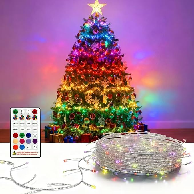 Fairy Lights 32.8FT 400LED, USB Powered Firecracker Cluster String Lights, Multicolor Twinkle Light with Remote, Waterproof LED Light for Christmas Tree Party Bedroom Window DIY Decor