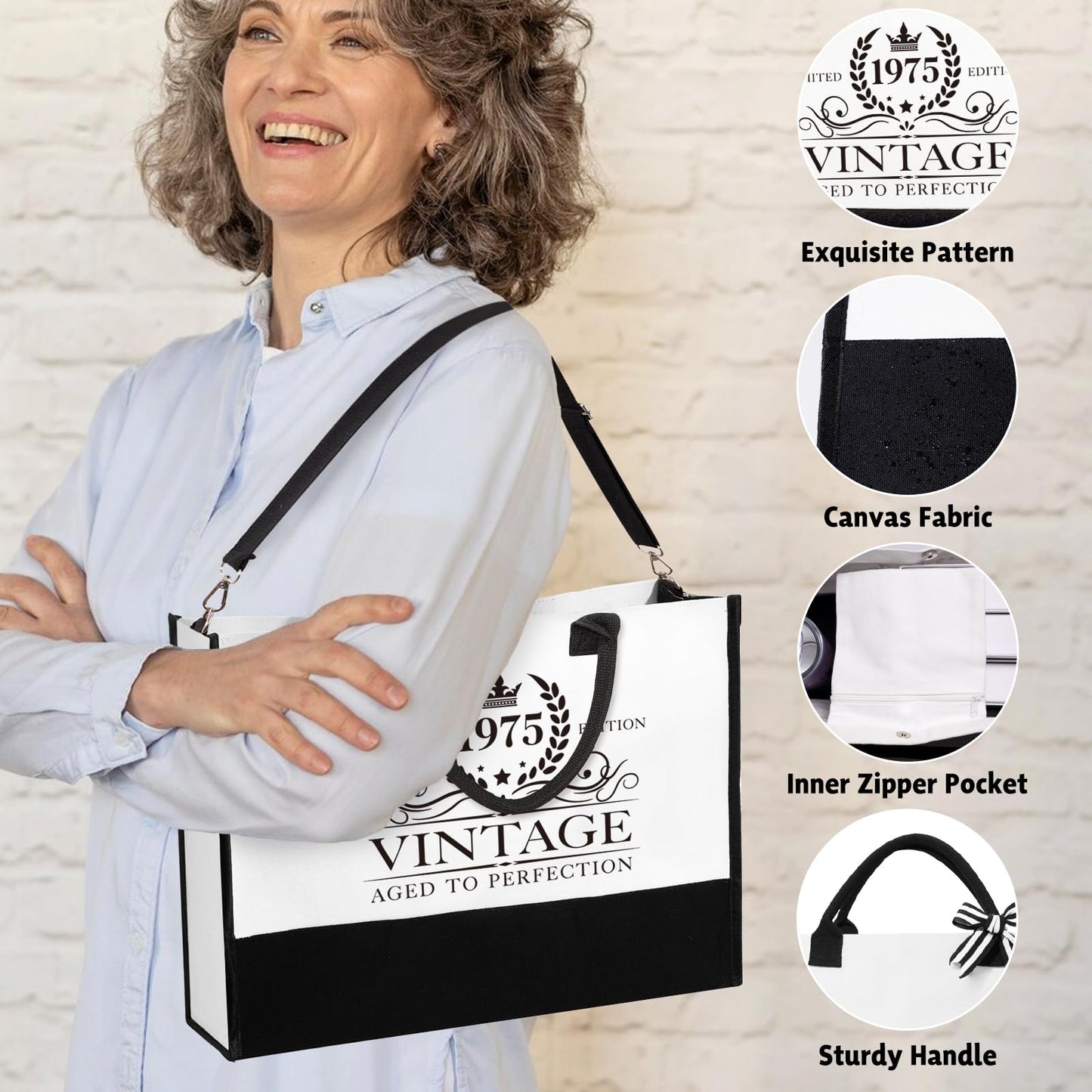 iAOVUEBY 50th Birthday Gifts for Women Her, Cool Gifts for 50 Year Old Woman, Fifty Birthday Canvas Tote Bag Glass Cup Candle Gift Basket Ideas Daughter Mom Sister Friend Wife Coworkers