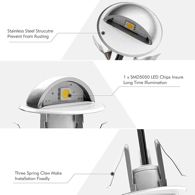 10 Pack LED Stair Lights Kit Outdoor 1-2/5" 0.2W-0.4W Low Voltage Waterproof IP65 Multi-Color RGB Recessed Wood LED Deck Lighting Yard Garden Patio Step Landscape Pathway Decor Lamps(RGB)