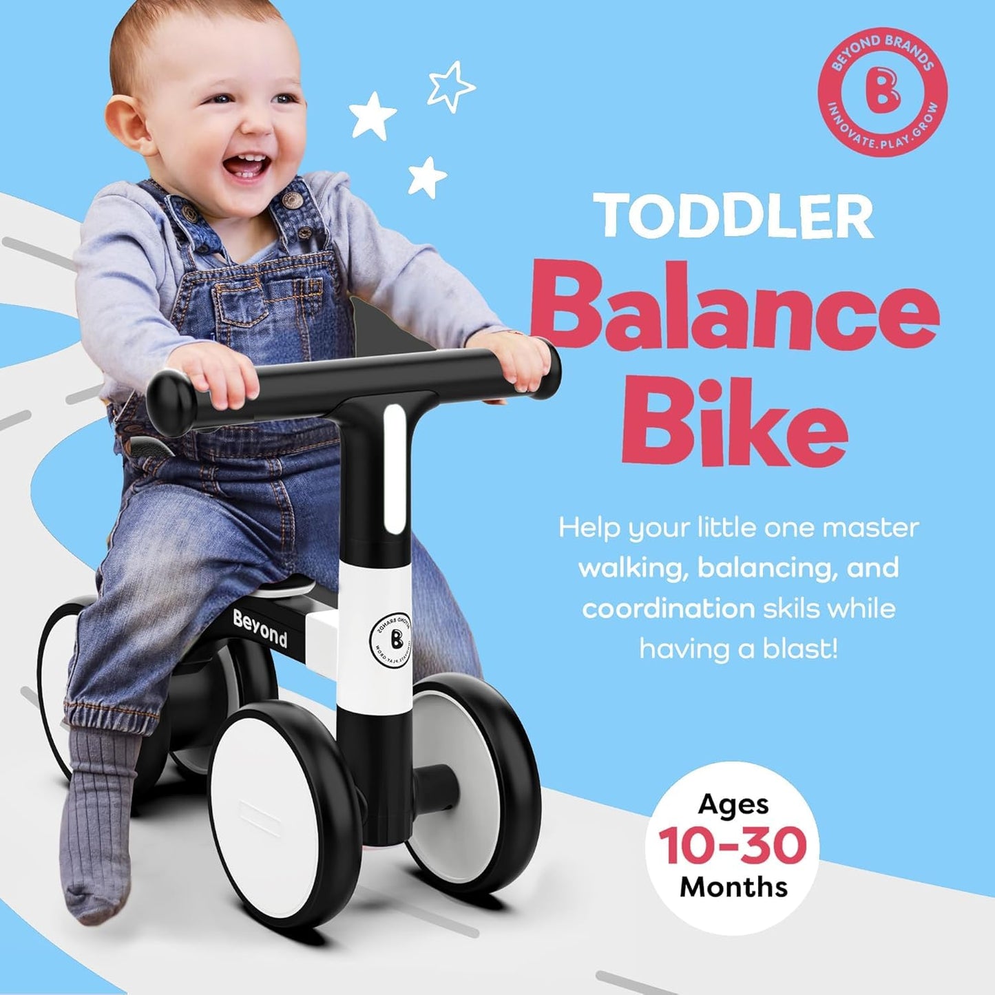 Balance Bike with Headlight- Lightweight & Modern Design | Toys For 1 Year Old Boy & Girl- Safe, Easy Build Toddler Bike, First Birthday Gift- Baby Toys 12-18 Months, Non-Slip Wheels, Parent-Approved