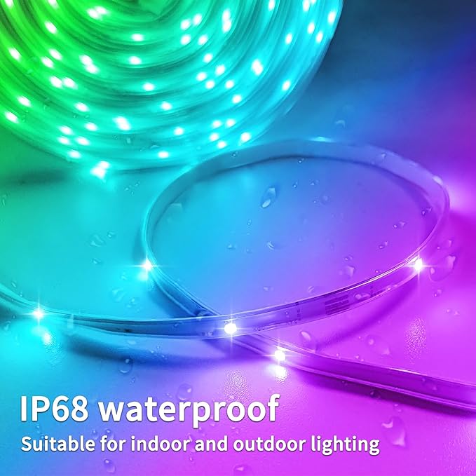 300 ft Outdoor LED Strip Lights Waterproof,IP68 Waterproof LED Light Strips with Remote,App Control Music Sync RGB Outdoor LED Rope Lights,LED Lights for Bedroom,Roof,Deck,（2 Rolls of 150ft）